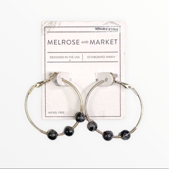 Melrose and Market Genuine Stone Hoop Earrings - Picture 1 of 2